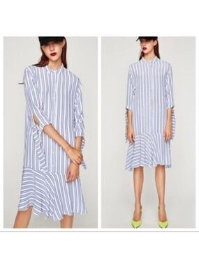 Zara | Striped Asymmetrical Shirtdress